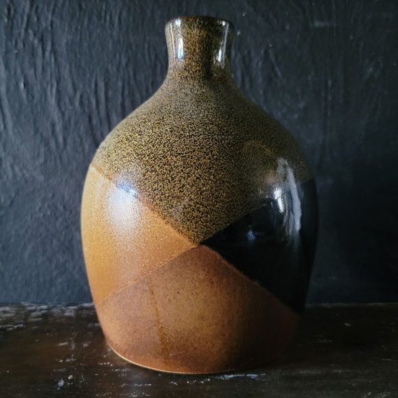 Vintage Mid Century Pottery Craft USA Stoneware Glaze Dipped Brown Bud Vase - Picture 3 of 7